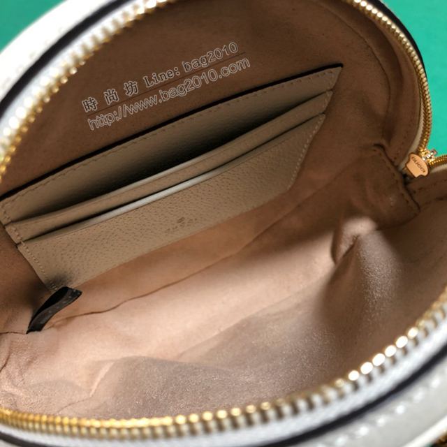Gucci包 古馳女包 598661 花料/白皮 Gucci新款圓形小背包 Gucci迷你雙肩包  gudj1394